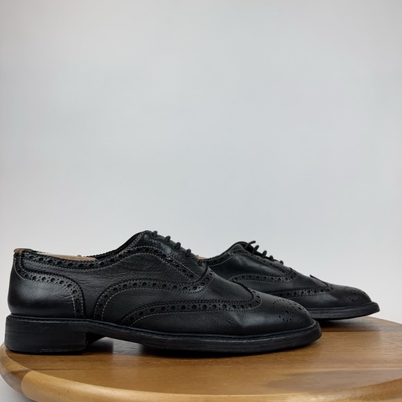 Mens Paul Smith Black Leather Wingtip Derby Dress Shoes Oxfords Size UK 7 / US 8